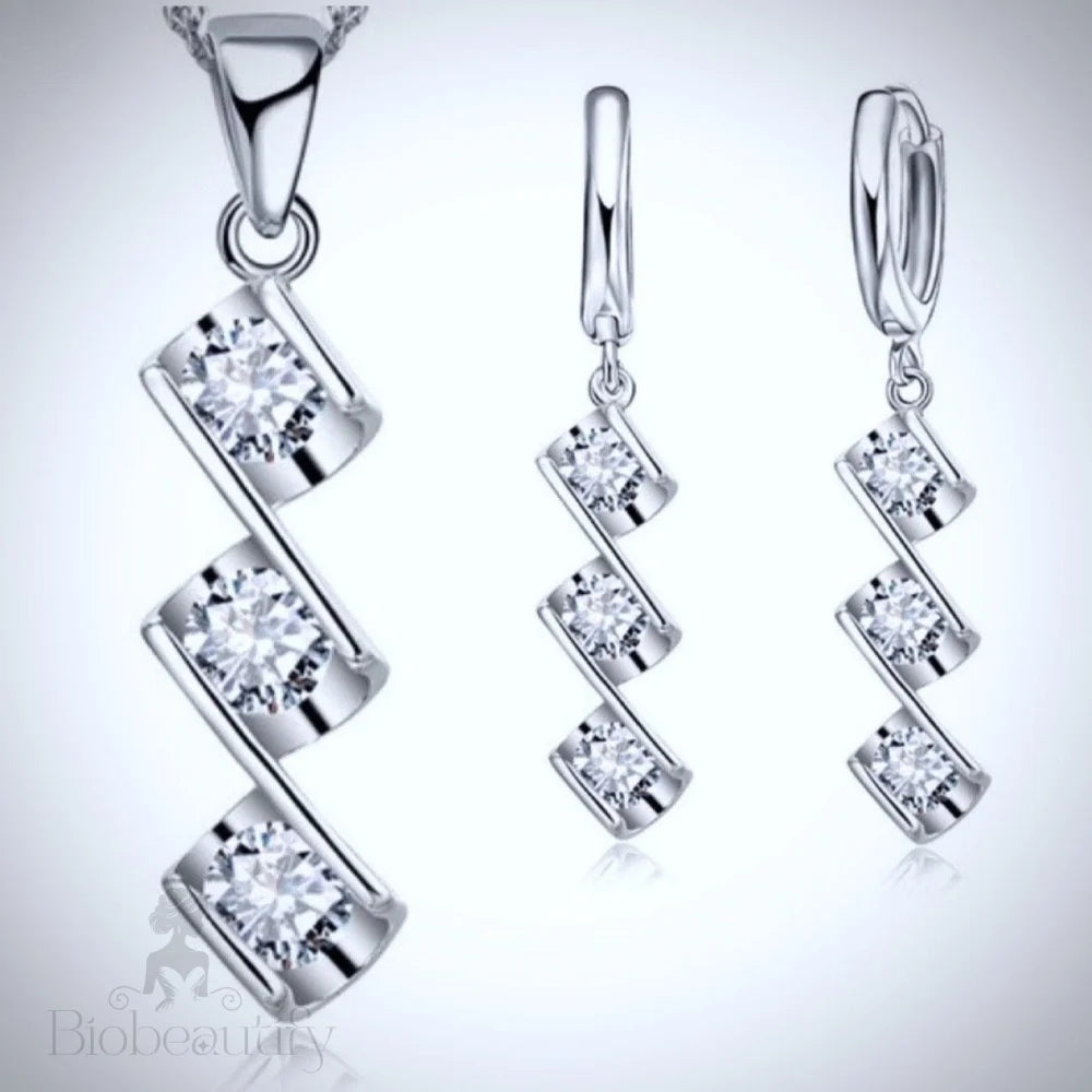 Anaya Cubic Zirconia And Sterling Silver Wedding Necklace Earring Set