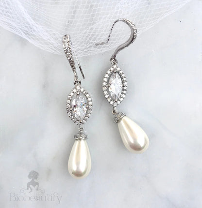 Andiana Freshwater Pearl Bridal Headband And Earrings Set Silver Yellow Gold Options