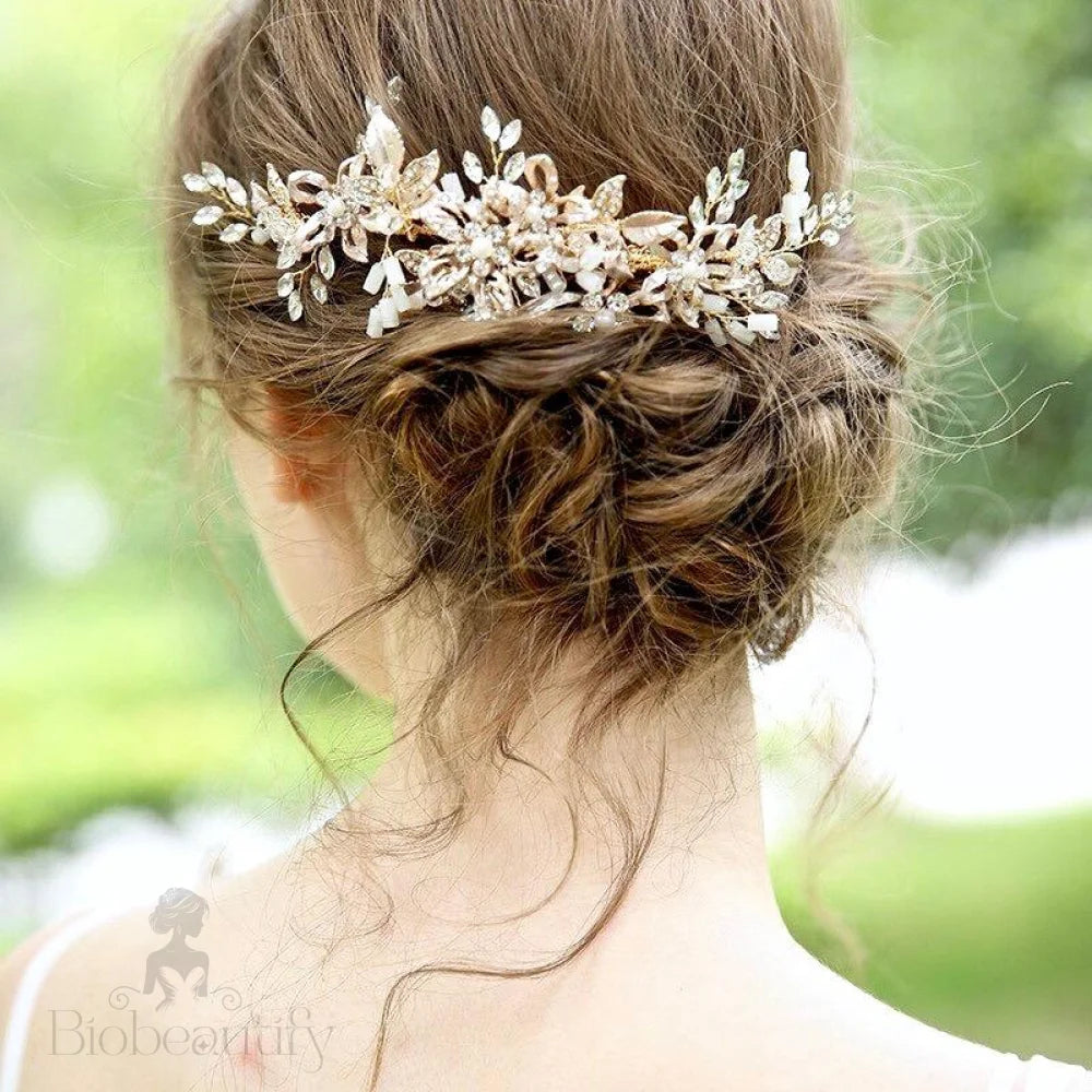 Andra Rose Gold Pearl Bridal Hair Accessory