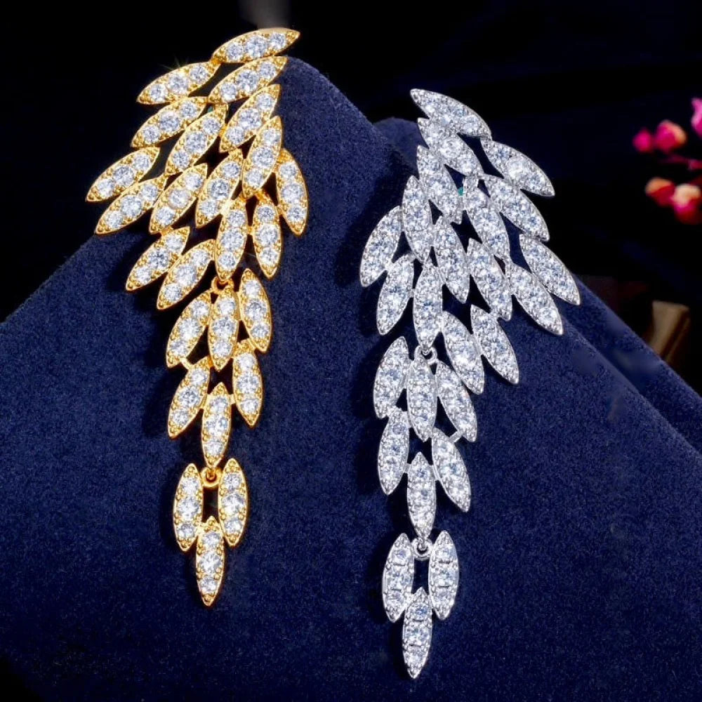 Angel Wing Bridal Earrings By Katya In Silver And Yellow Gold