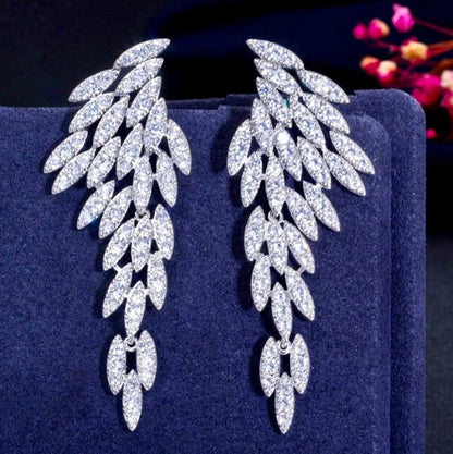 Wedding Jewelry - Angel Wing Bridal Earrings - Available in Silver and Yellow Gold