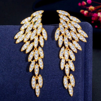 Angel Wing Bridal Earrings By Katya In Silver And Yellow Gold