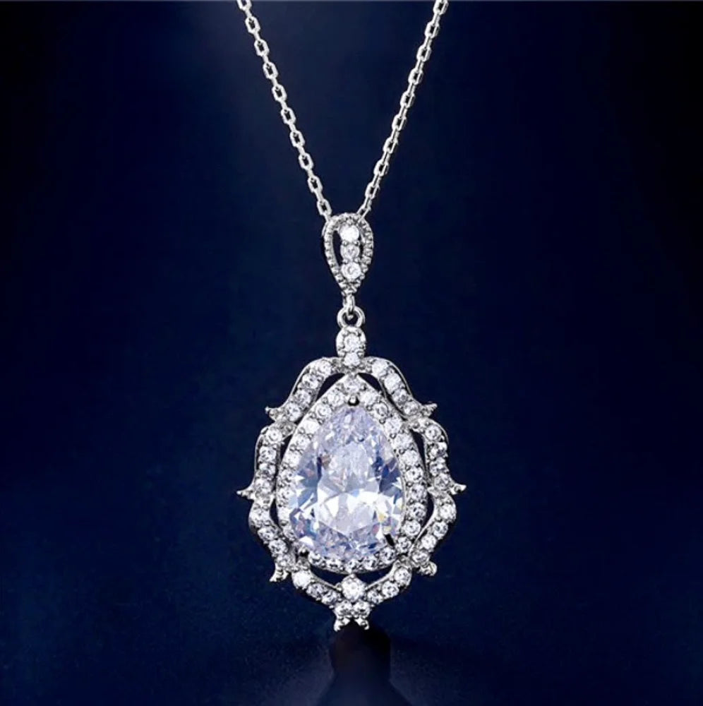 Wedding Jewelry - Cubic Zirconia Bridal Necklace - Available in Silver and Rose Gold