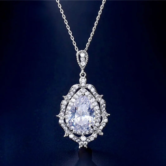 Wedding Jewelry - Cubic Zirconia Bridal Necklace - Available in Silver and Rose Gold