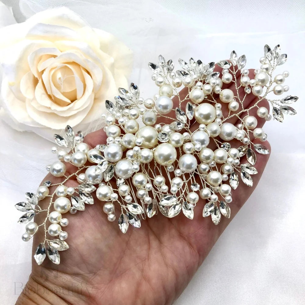 Anjelica Pearl Crystal Bridal Hair Comb