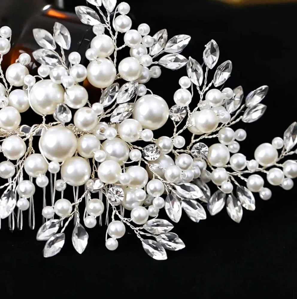 Anjelica Pearl Crystal Bridal Hair Comb