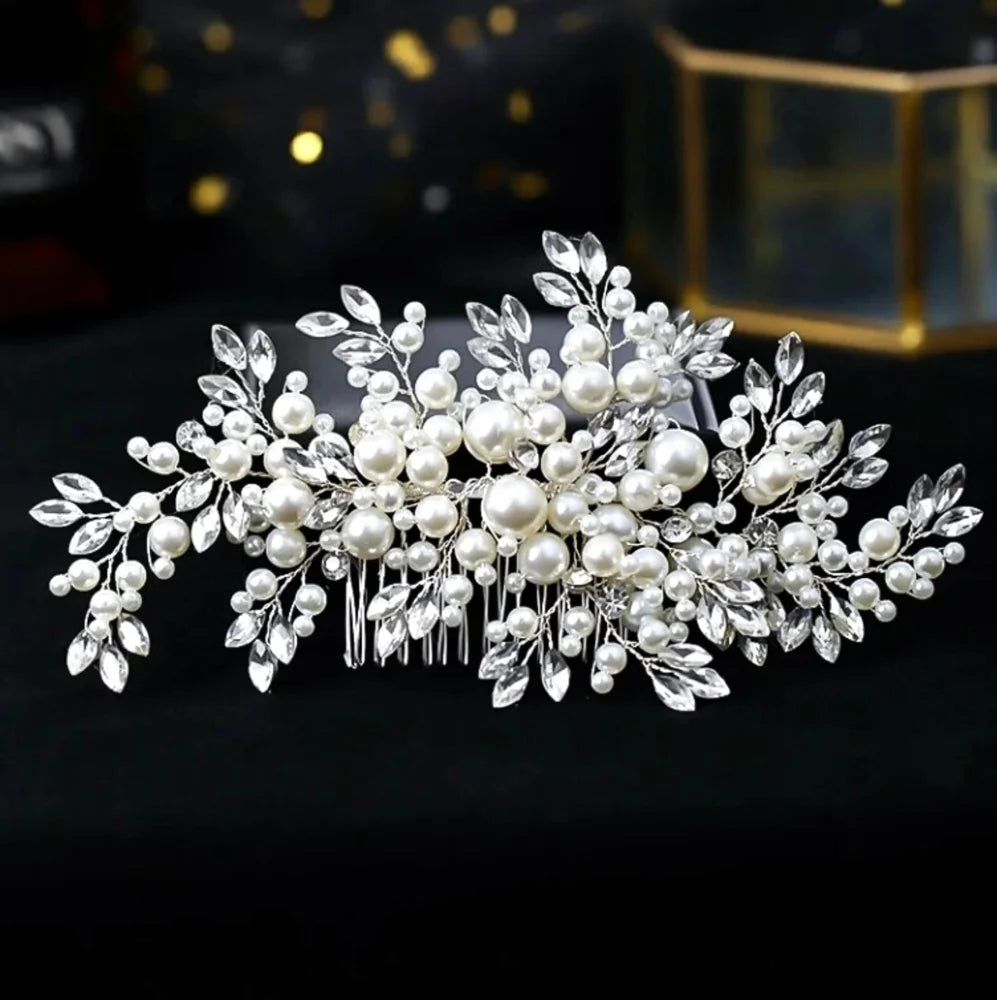 Anjelica Pearl Crystal Bridal Hair Comb