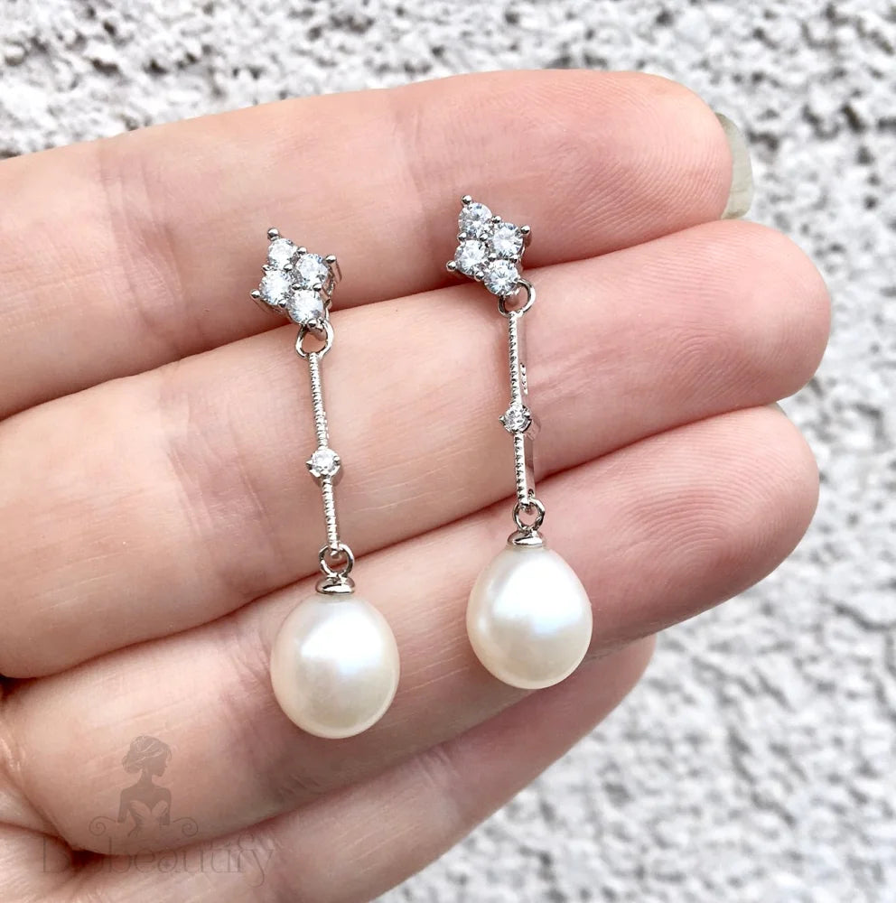 Anka Freshwater Pearl Sterling Silver Bridal Earrings