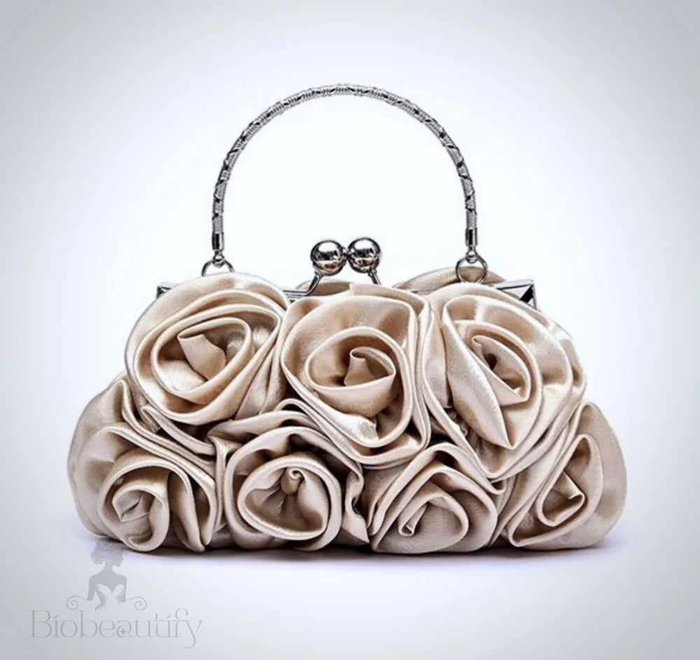 Annmarie Satin Rose Bridal Clutch - Various Colors Available