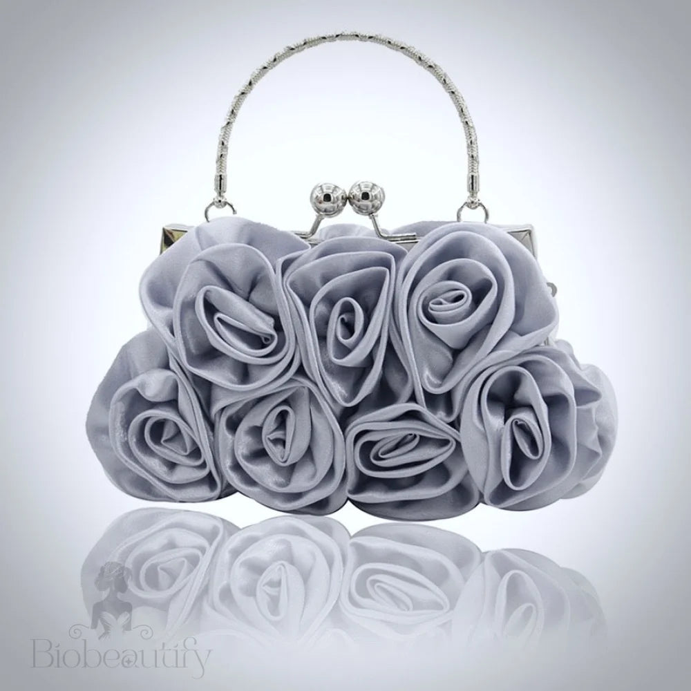 Annmarie Satin Rose Bridal Clutch - Various Colors Available