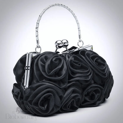 Bridal Accessories - Satin Rose Bridal Handbag Clutch