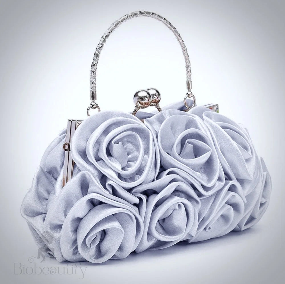 Bridal Accessories - Satin Rose Bridal Handbag Clutch