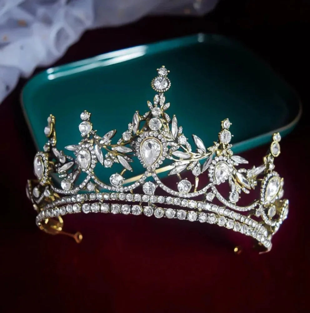 Antoinette Baroque Wedding Tiara - Antique Gold And Silver Options