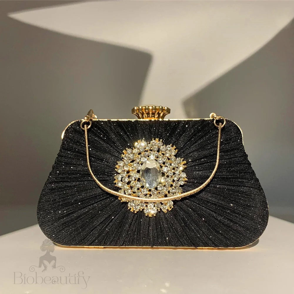 Anya Rhinestone Pleated Handbag