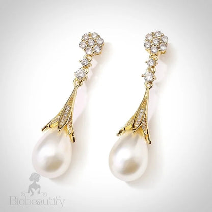 Anyani Pearl Bridal Earrings Gold Silver Options