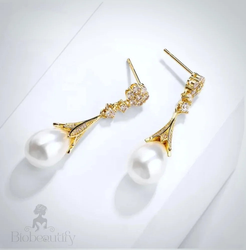 Anyani Pearl Bridal Earrings Gold Silver Options