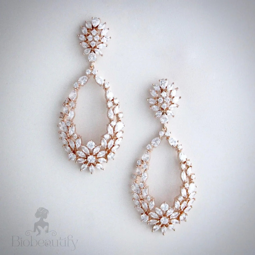 April Cubic Zirconia Bridal Earrings Silver And Rose Gold Options