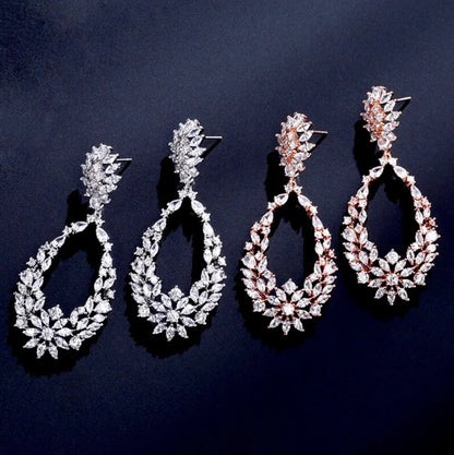 April Cubic Zirconia Bridal Earrings Silver And Rose Gold Options