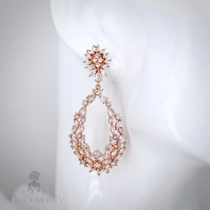 April Cubic Zirconia Bridal Earrings Silver And Rose Gold Options