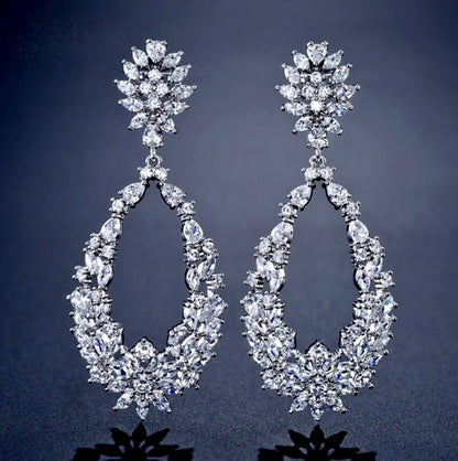 Wedding Jewelry - Cubic Zirconia Bridal Earrings - Available in Silver and Rose Gold