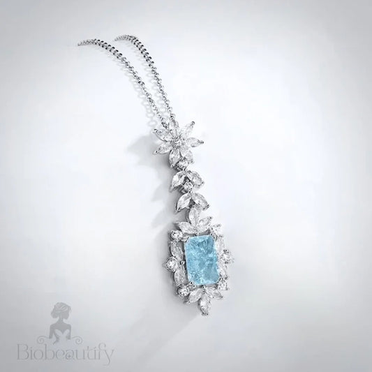 Aqua Blue Cubic Zirconia Bridal Necklace By Alondra