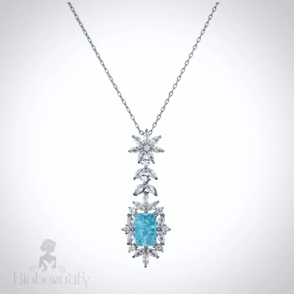 Aqua Blue Cubic Zirconia Bridal Necklace By Alondra