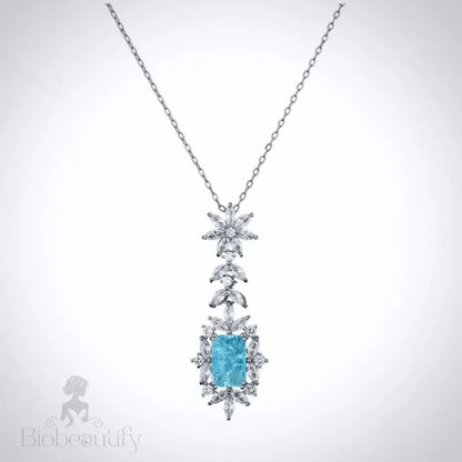 Aqua Blue Cubic Zirconia Bridal Necklace By Alondra