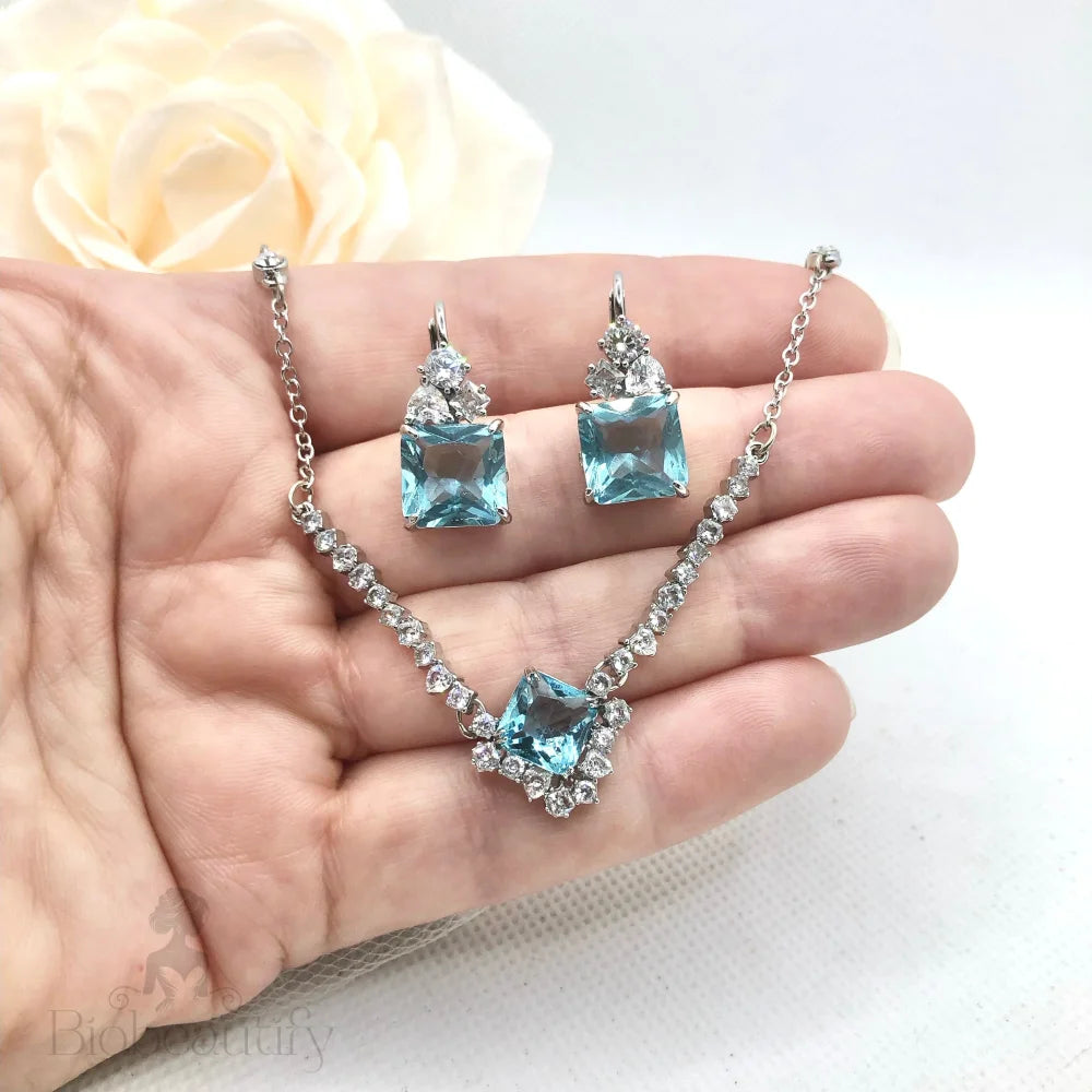 Aqua Blue Ocean-Inspired Bridal Jewelry Set