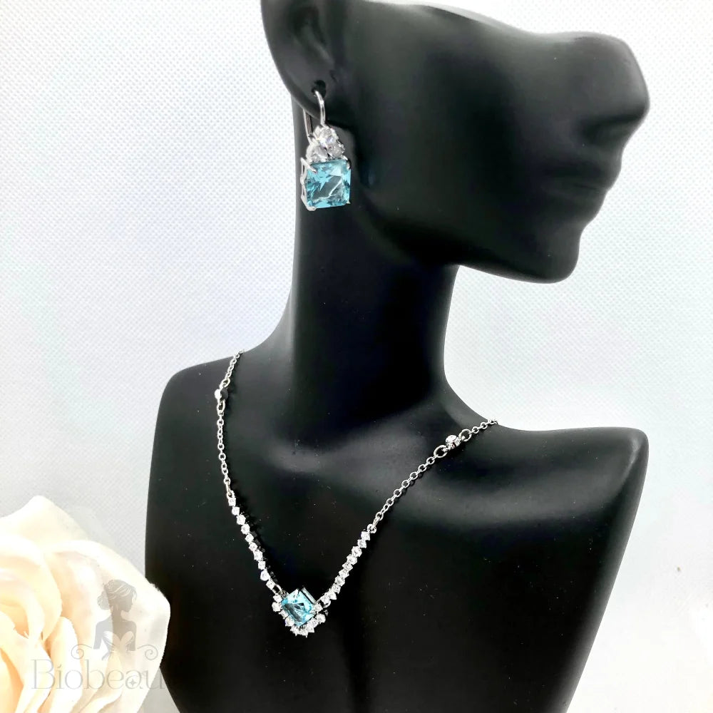 Aqua Blue Ocean-Inspired Bridal Jewelry Set