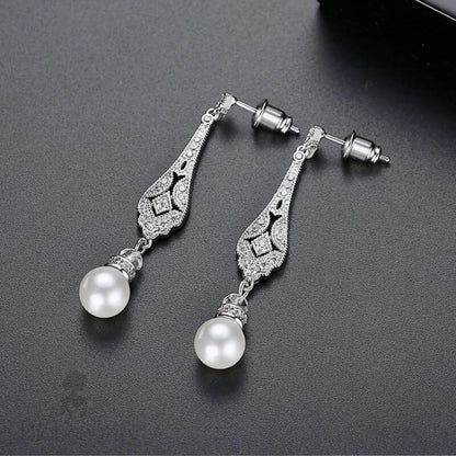 Aretha Pearl And Cz Bridal Jewelry Set