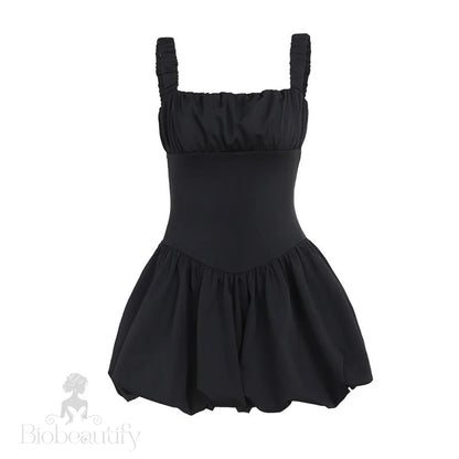 Aria Puff Sleeve Dress With Suspender Detail