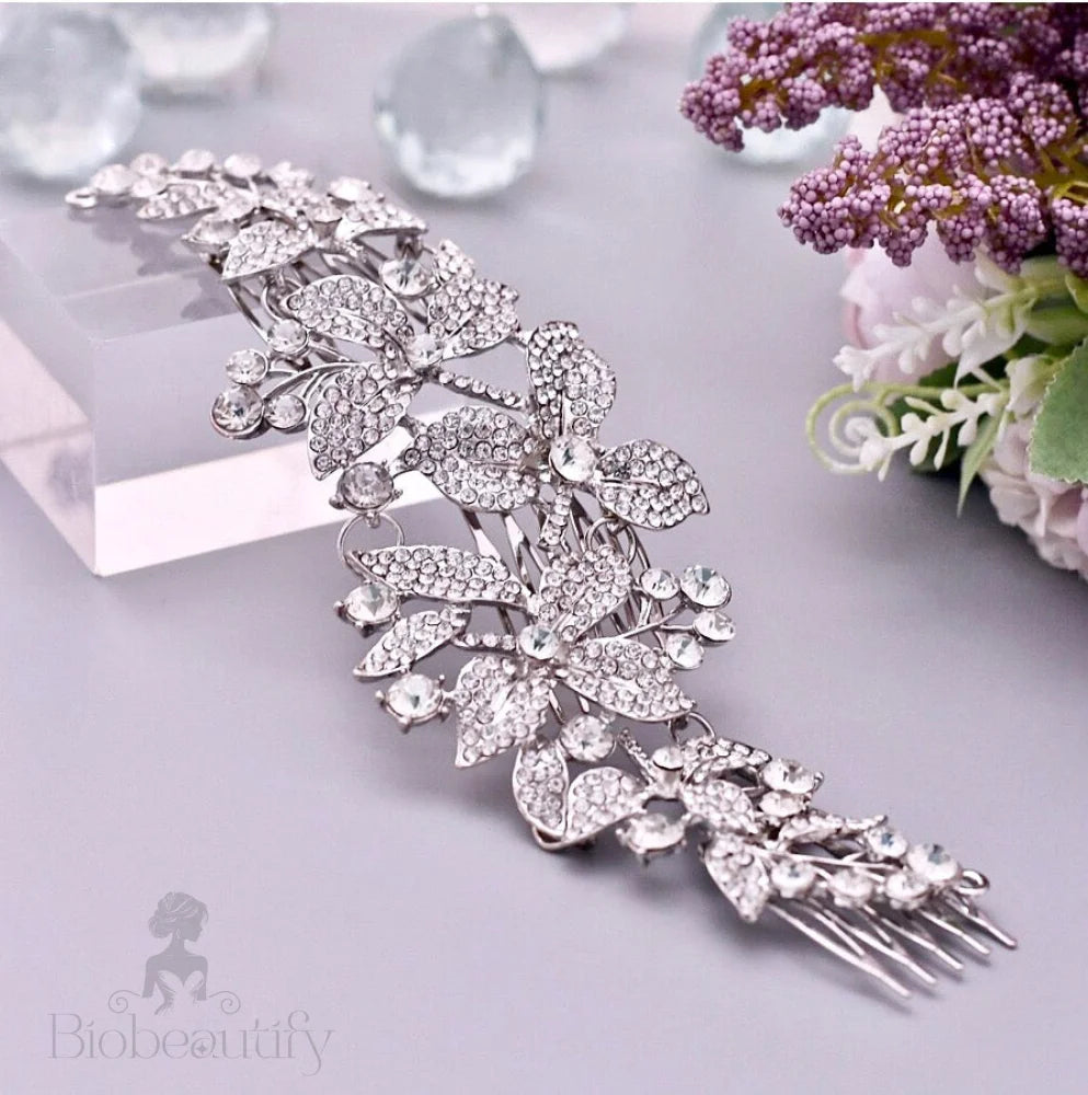 Ariel Austrian Crystal Bridal Hair Comb In Silver Rose Gold Yellow