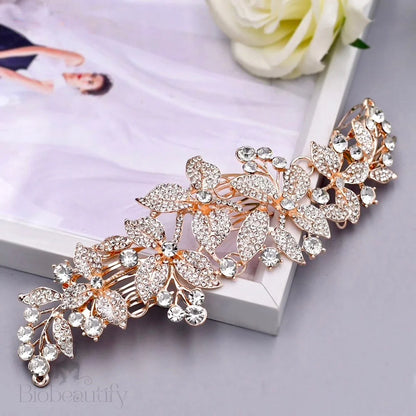 Ariel Austrian Crystal Bridal Hair Comb In Silver Rose Gold Yellow