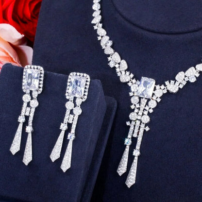 Arissa Luxury Silver Cubic Zirconia Wedding Jewelry Set