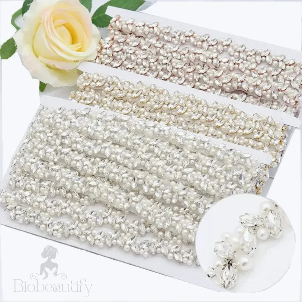 Arya Pearl Crystal Bridal Belt Silver Rose Gold Yellow