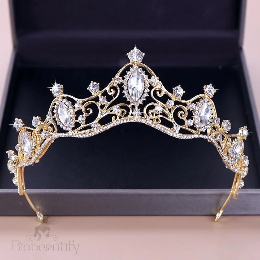 Ashlyn Gold Crystal Wedding Tiara