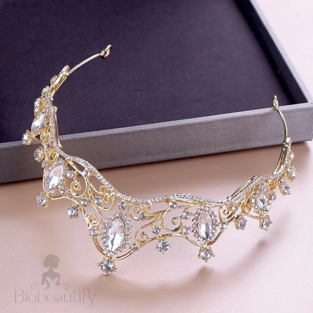 Ashlyn Gold Crystal Wedding Tiara