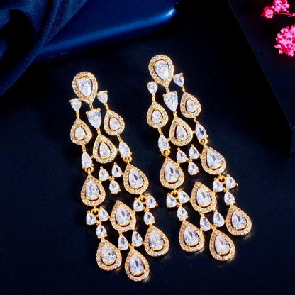 Aspen Cubic Zirconia Bridal Earrings - Luxurious In Silver And Gold