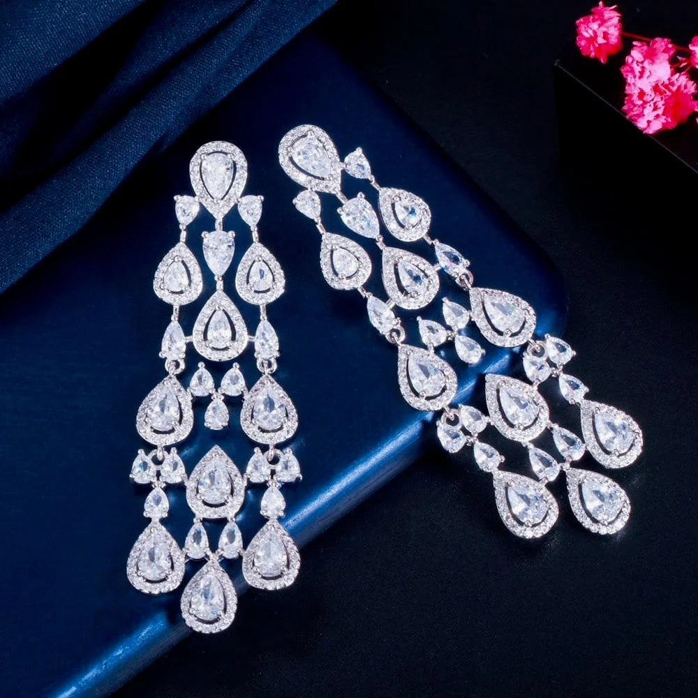 Aspen Cubic Zirconia Bridal Earrings - Luxurious In Silver And Gold