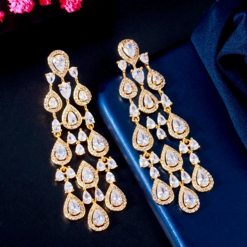 Aspen Cubic Zirconia Bridal Earrings - Luxurious In Silver And Gold