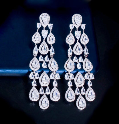 Wedding Jewelry - Luxurious Cubic Zirconia Bridal Earrings - Available in Silver and Gold