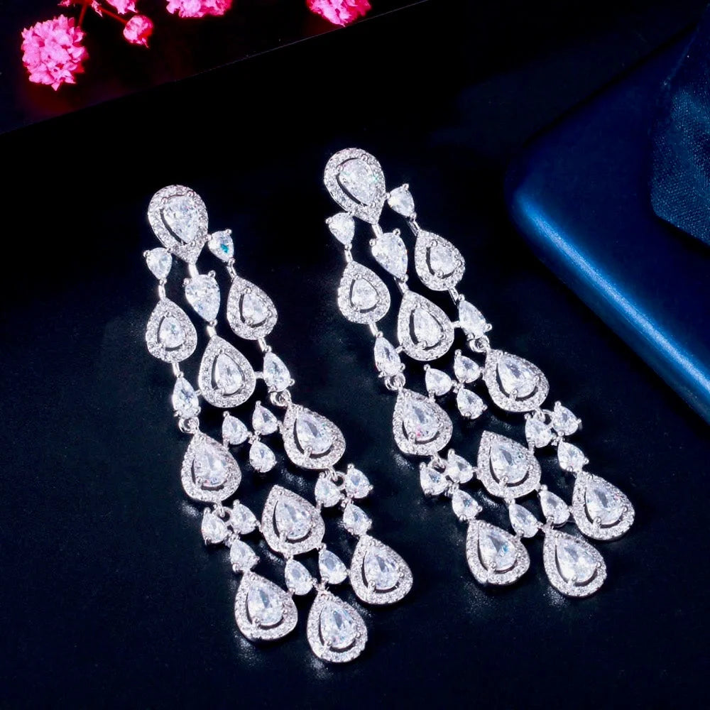 Aspen Cubic Zirconia Bridal Earrings - Luxurious In Silver And Gold