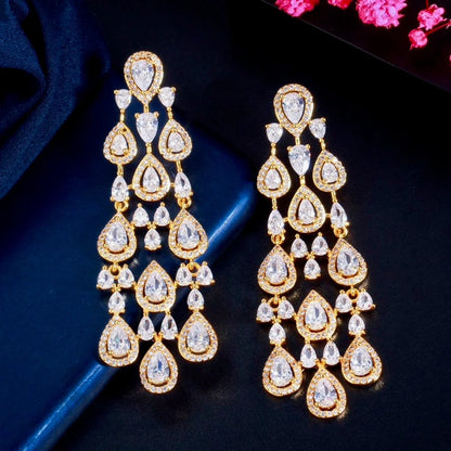 Wedding Jewelry - Luxurious Cubic Zirconia Bridal Earrings - Available in Silver and Gold