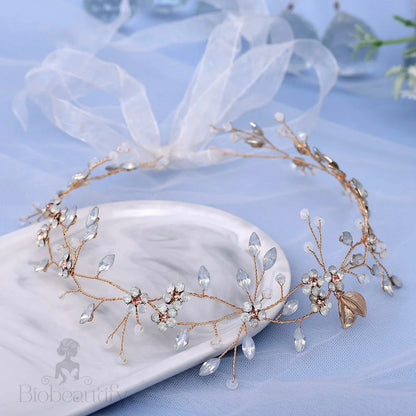 Astara Gold Opal Bridal Headband Vine