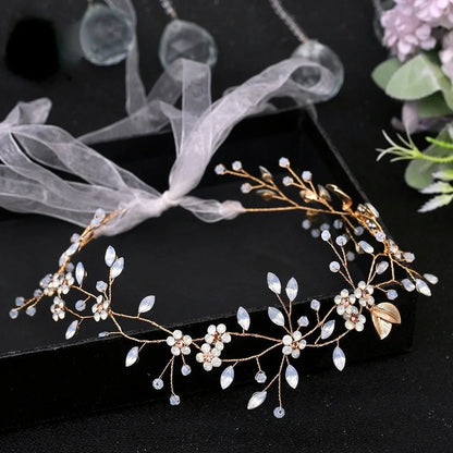 Astara Gold Opal Bridal Headband Vine