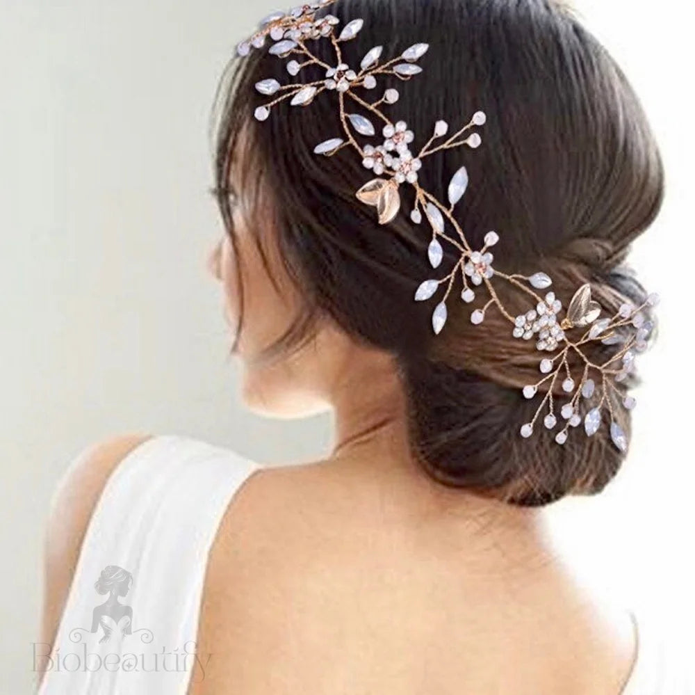 Astara Gold Opal Bridal Headband Vine