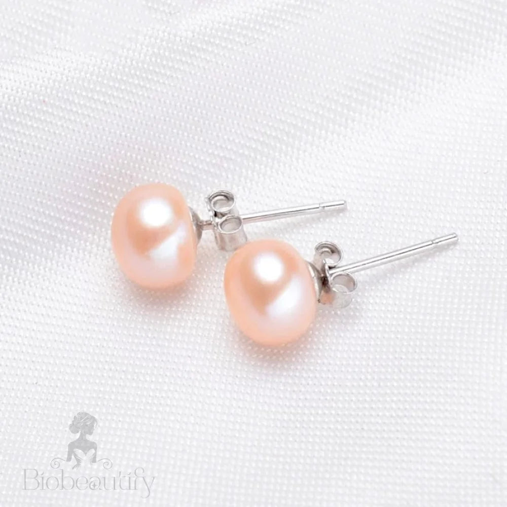 Pearl Wedding Jewelry - Freshwater Pearl and Sterling Silver Stud Earrings - More Colors