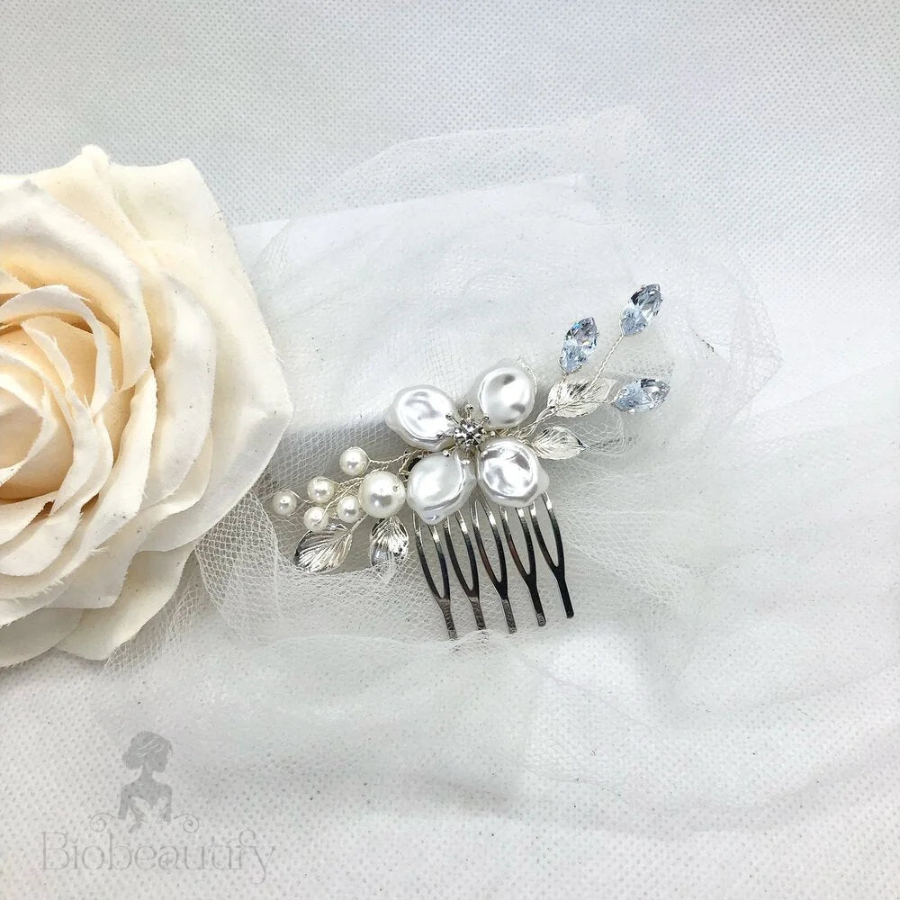 Asya Bridal Hair Comb With Pearl And Crystal