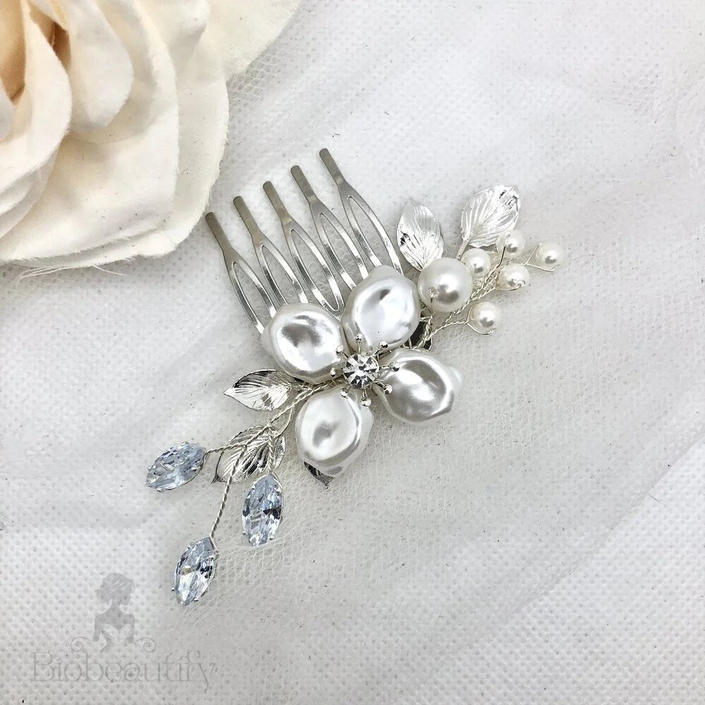 Asya Bridal Hair Comb With Pearl And Crystal