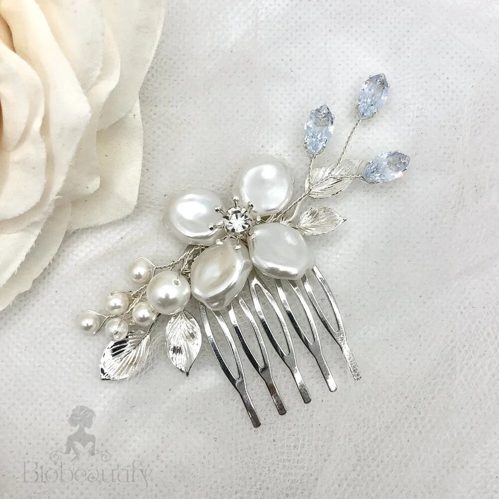 Asya Bridal Hair Comb With Pearl And Crystal